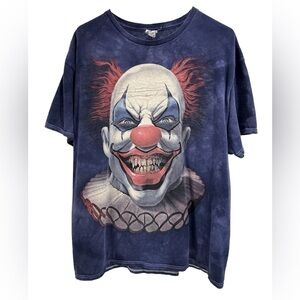 Delta Pro Weight Tie Dye Tee Shirt with Scary Clown Dark Halloween Graphic - XL